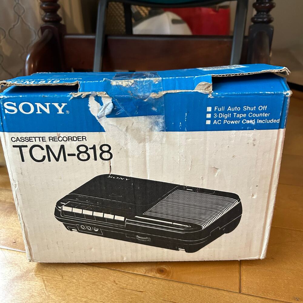 Vintage Sony Model TCM-818 Cassette-Corder Tested Works Used With Original Box